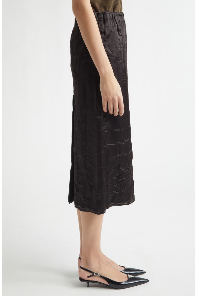 Crayon Crinkled Satin Pencil Skirt, Alternate, color, NOIR