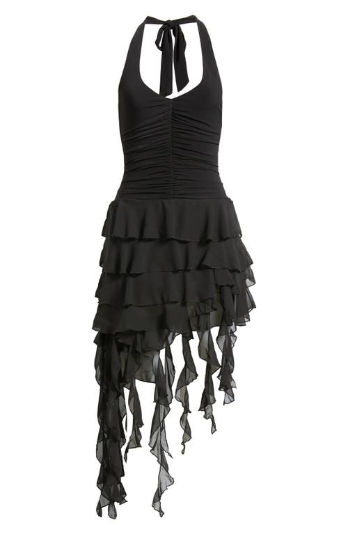 Emerald Sundae Juniors Womens Ruched Chiffon Cocktail And Party Dress In Black