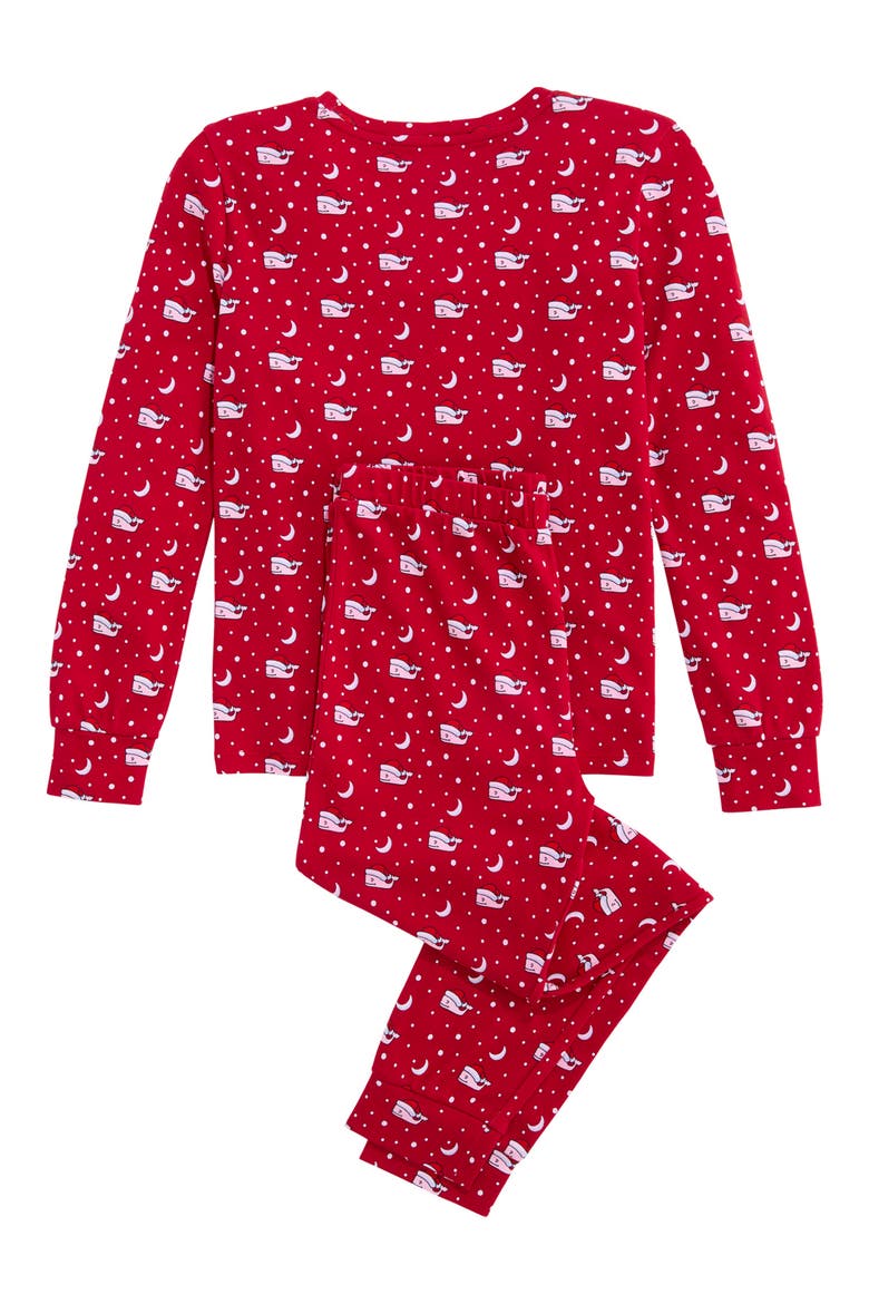Kids' Pima Cotton Fitted Two-Piece Pajamas, Alternate, color, RED VELVET SANTA