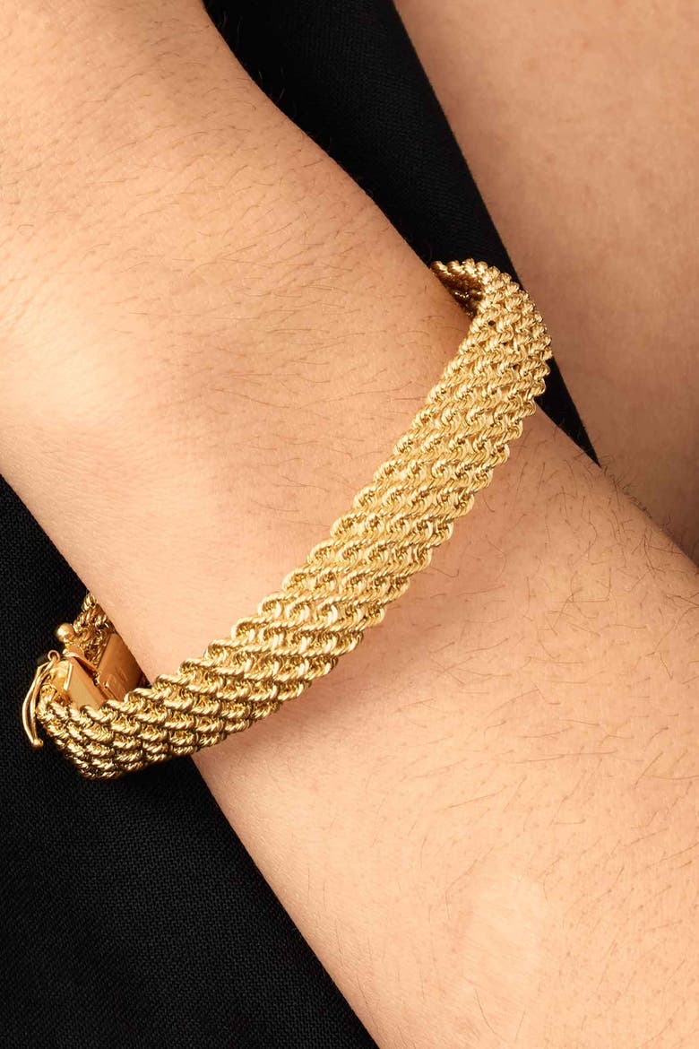 18K Yellow Gold Roman Rope Quartet Bracelet, Alternate, color, Yellow Gold