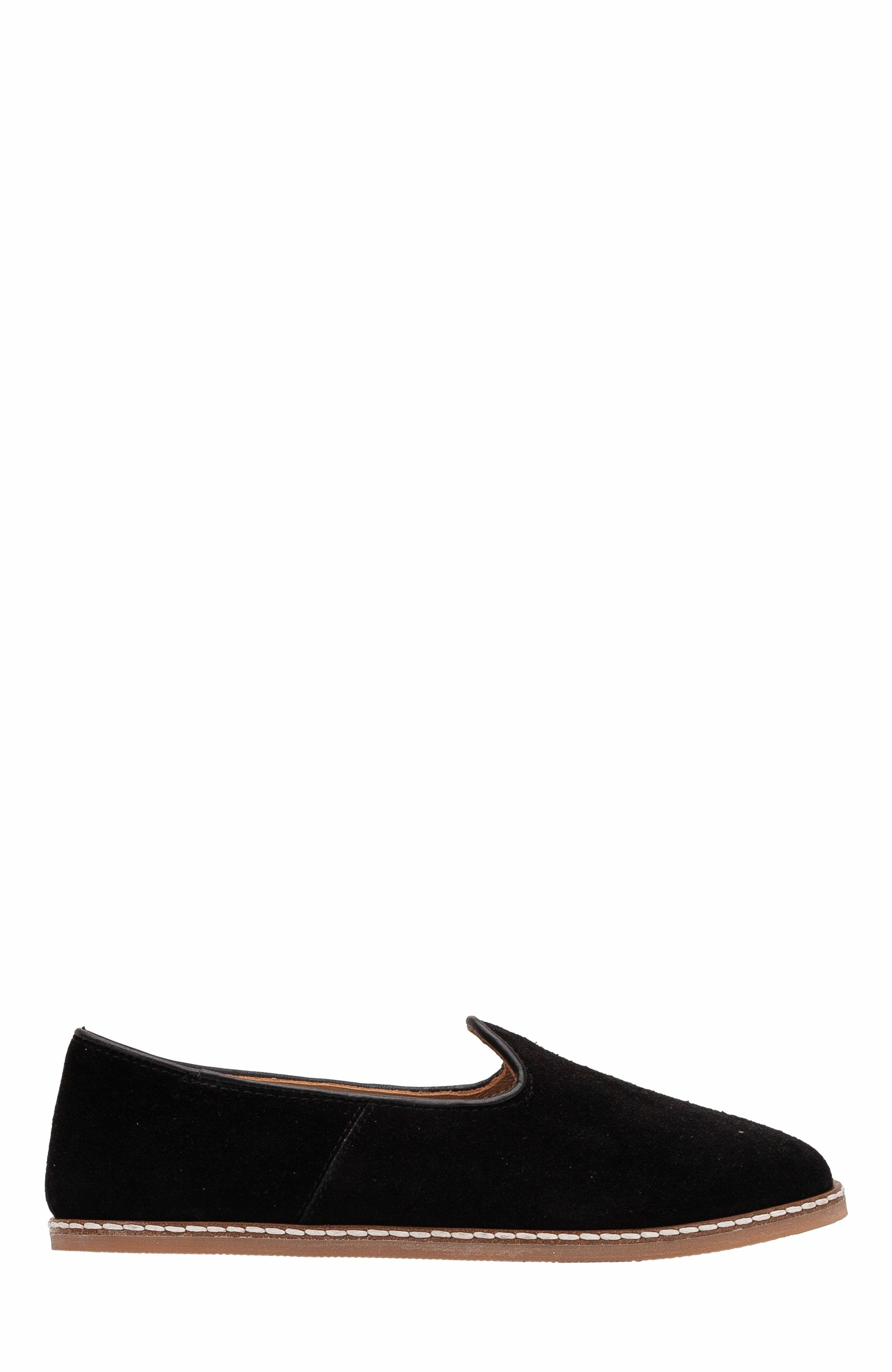 Epilogue Shoes Istanbul Suede Leather Slip On Flats, Alternate, color, Black Suede Leather