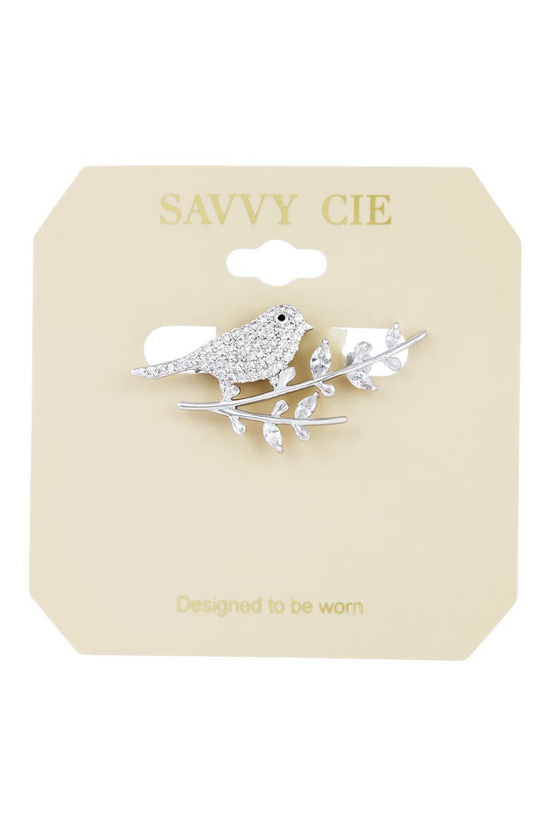 Bird & Branch Brooch, Main, color, WHITE