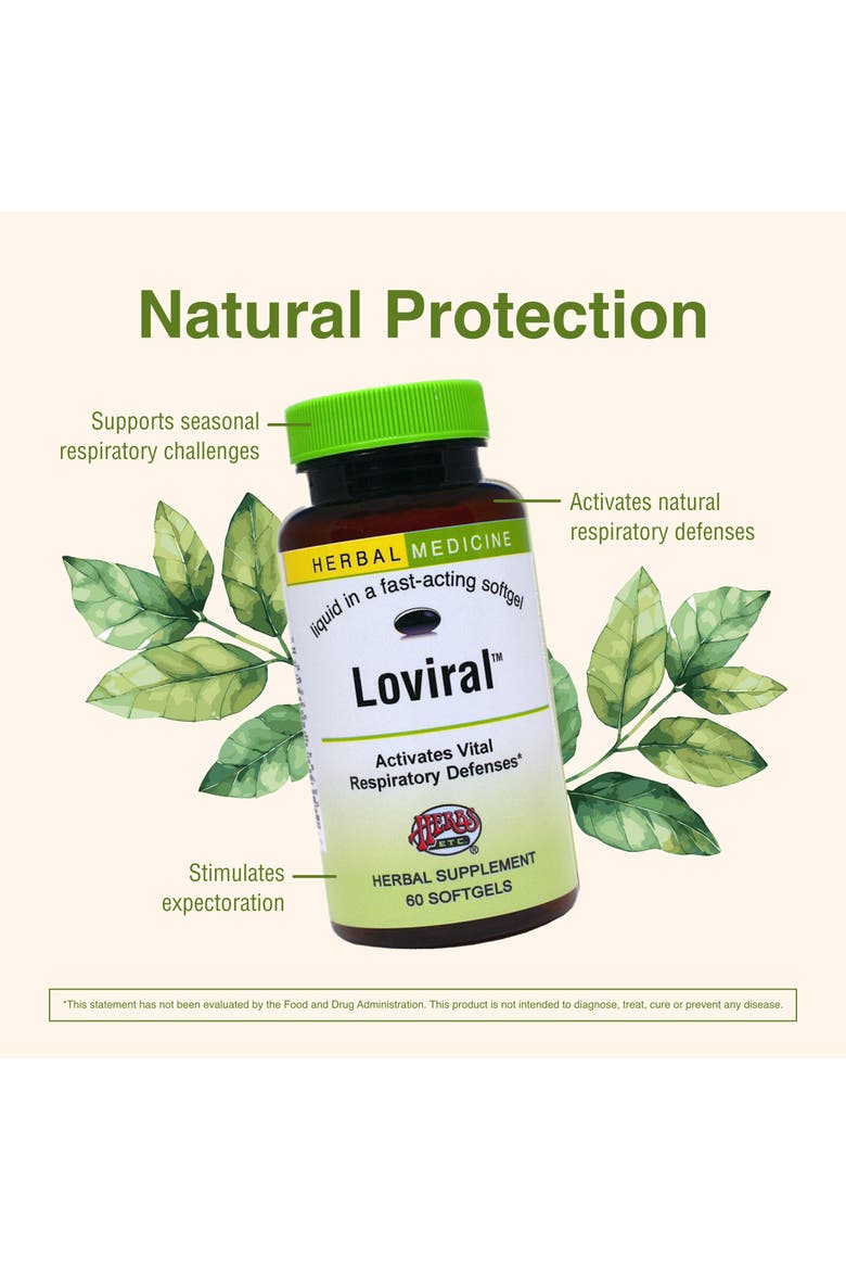 Loviral - Lung Health Supplement for Respiratory Defense & Support - Herbal Supplement with Lomatium, Pelargonium & OSHA - Gluten-Free - 60 Softgels, Alternate, color, No Color