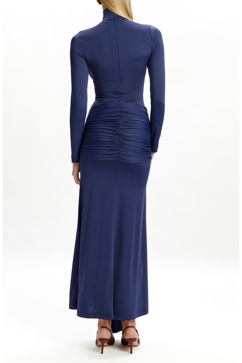Alix Tie Front Long Sleeve Maxi Dress, Alternate, color, NAVY