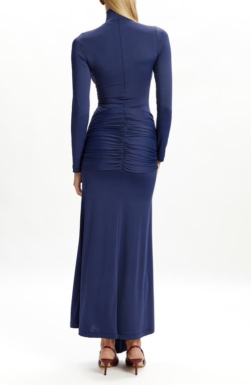 Bardot Alix Long-sleeve Tie-front Knit Maxi Dress In Blue