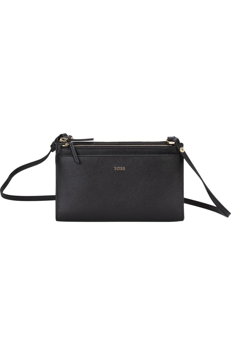 HUGO Mini Alyce Leather Crossbody Bag, Main, color, Black
