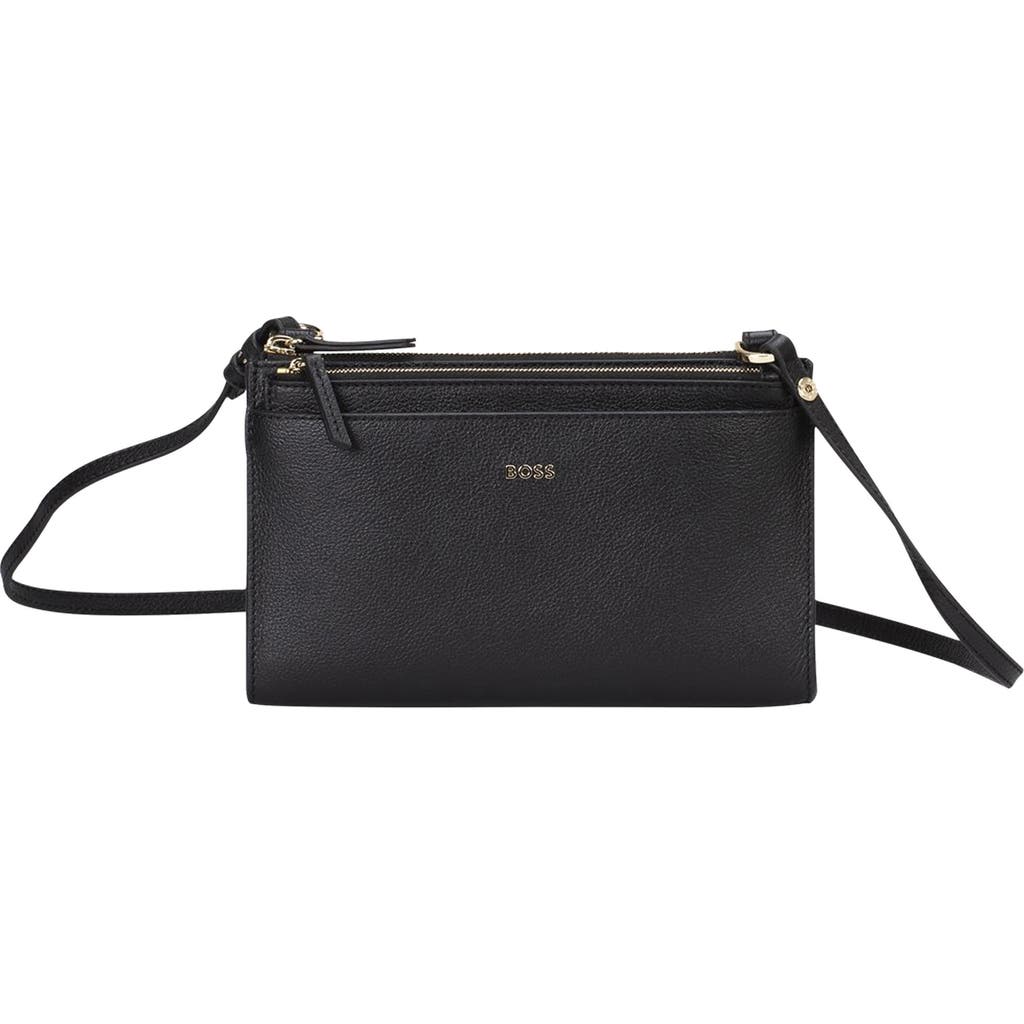 Hugo Boss Hugo Mini Alyce Leather Crossbody Bag In Black