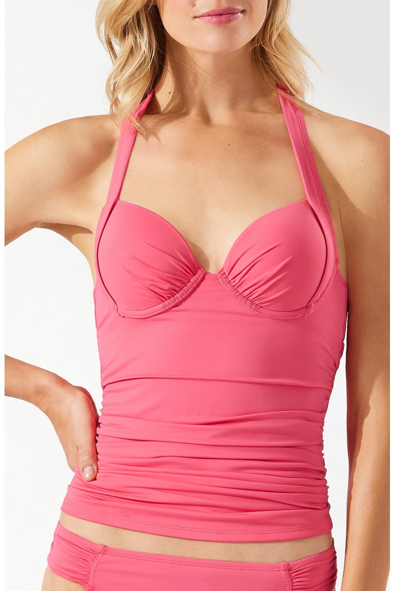 Pearl Halter Neck Underwire Full Coverage Tankini, Main, color, CORAL COAST