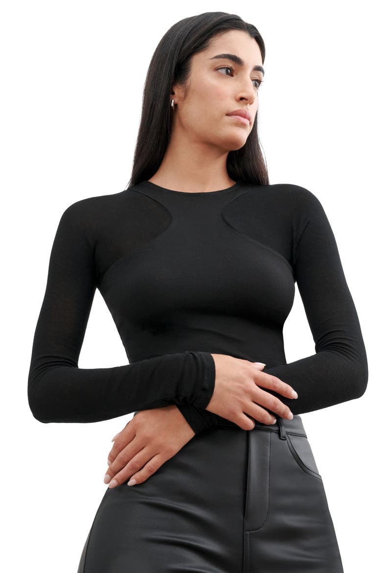 Yada Contrast Knit Top, Alternate, color, BLACK
