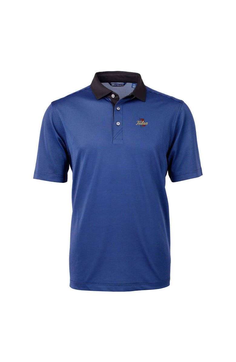 Cutter & Buck Men's Cutter & Buck  Royal/Black Tulsa Golden Hurricane Big & Tall Virtue Eco Pique Micro Stripe Recycled Polo, Alternate, color, Royal