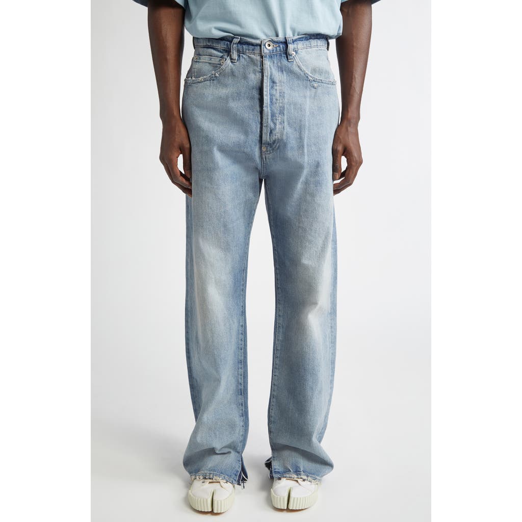 Maison Margiela Distressed Split Hem Five-Pocket Jeans in Light Blue  product