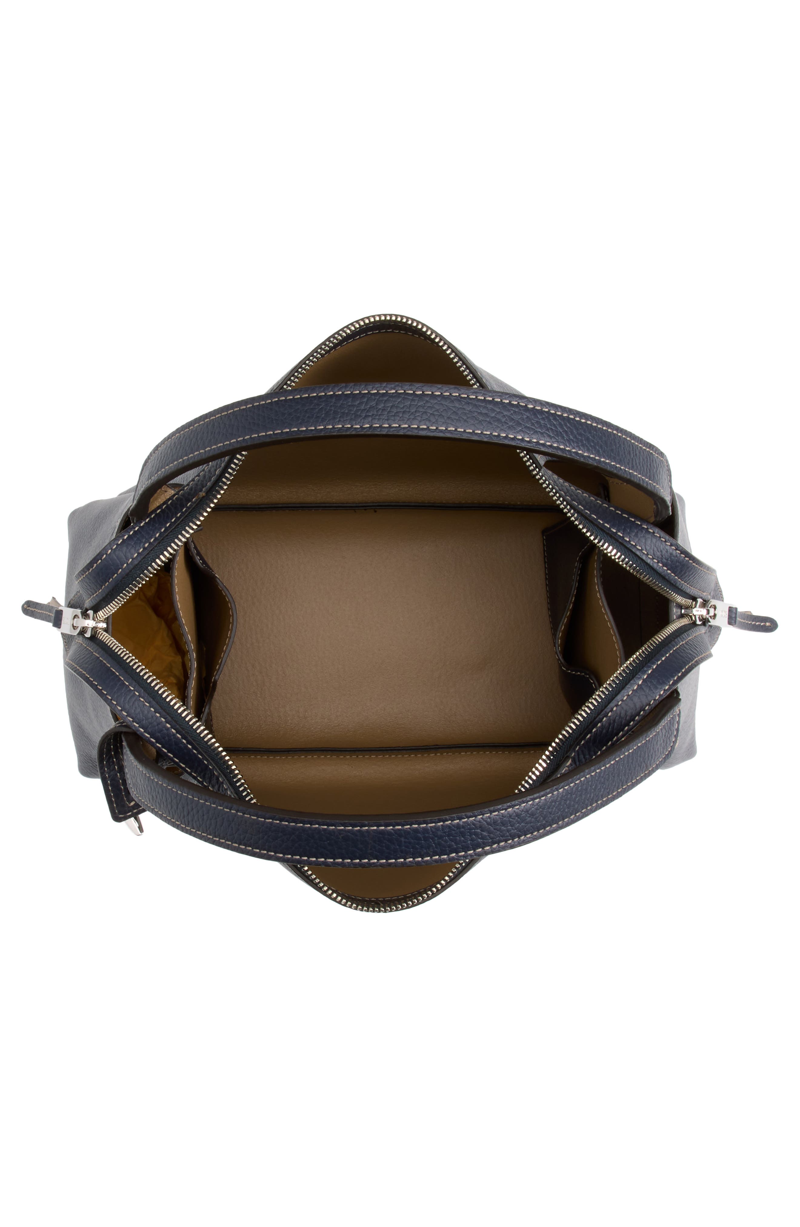 Small Bauletto Leather Crossbody Bag, Alternate, color, BLU/ CAPPUCCINO