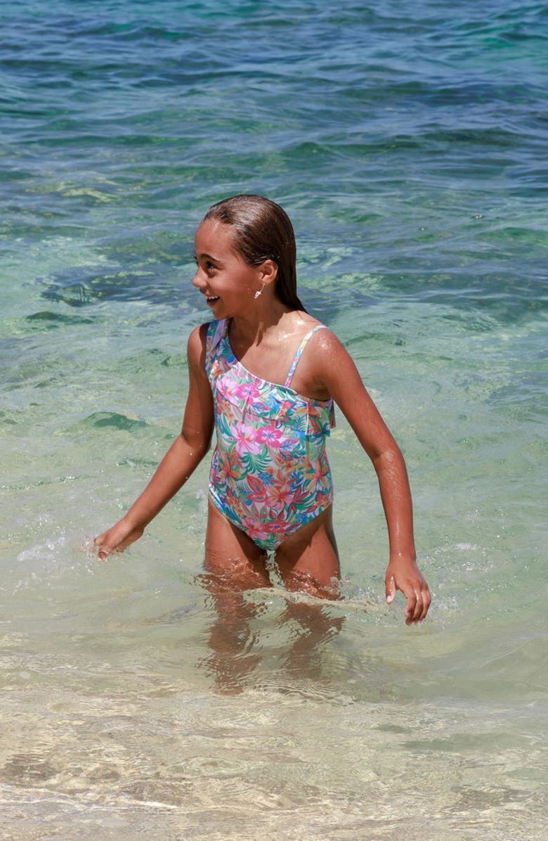 Feather 4 Arrow Kids' Beach Party Ruffle UPF 50+ One-Piece Swimsuit, Alternate, color,