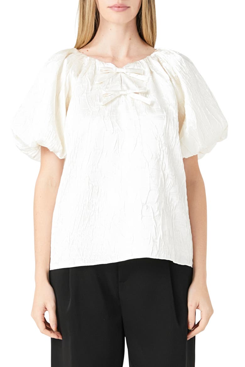 Crinkle Satin Top, Main, color, CREAM