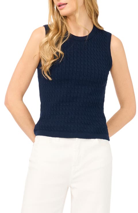 Cable Stitch Cotton Sweater Tank (Regular & Petite)