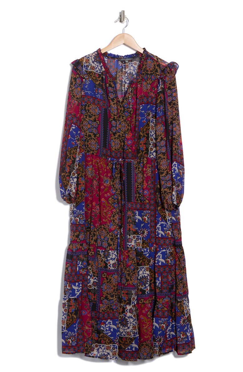 Julia Jordan Long Sleeve Ruffle Dress, Alternate, color, Black Multi