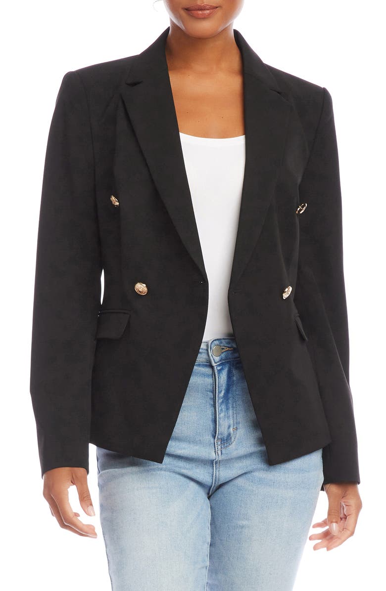 Karen Kane Double Breasted Blazer, Main, color, Black