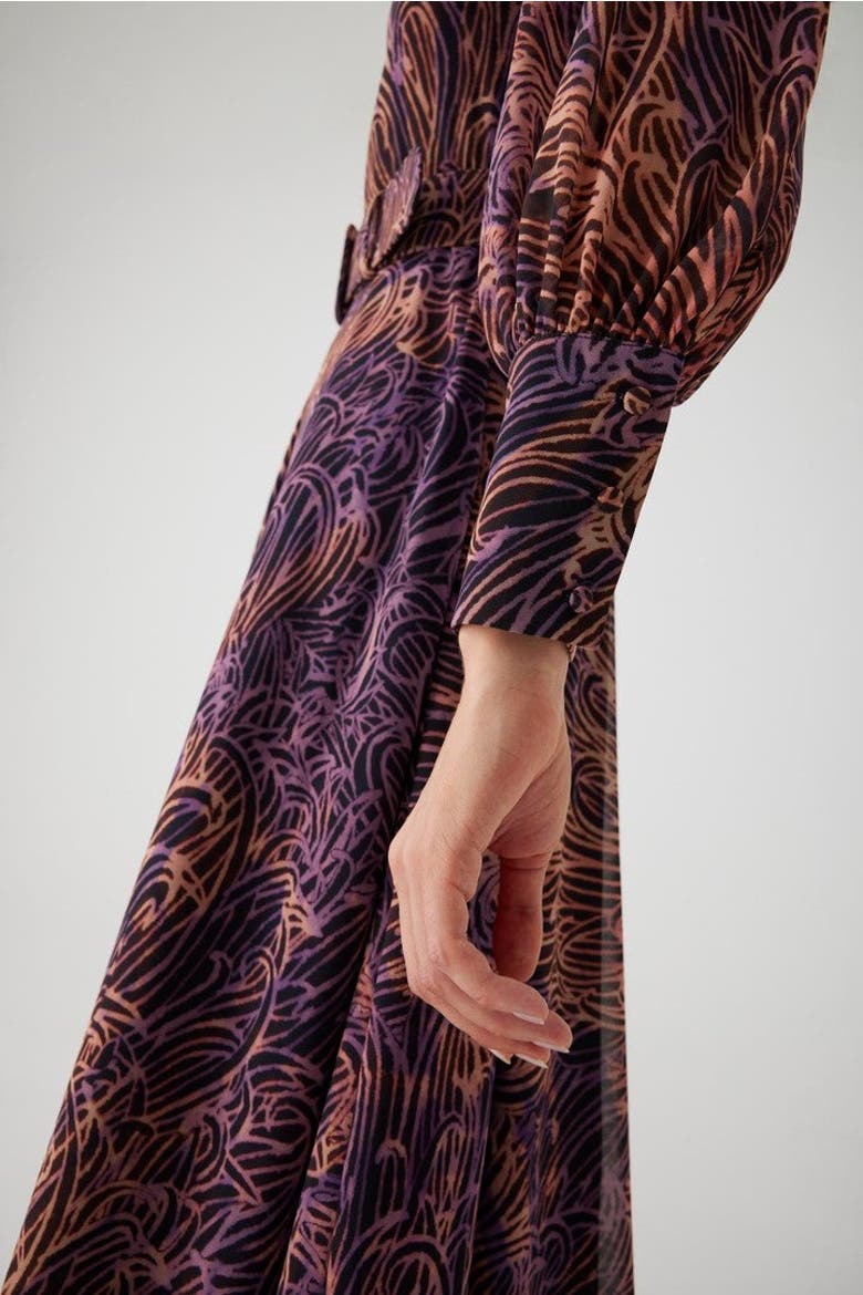 Adrienne Midi Dress, Alternate, color, Purple Patterned