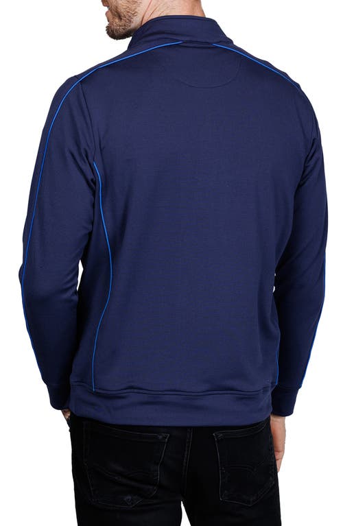 Tailorbyrd Textured Performance Quarter Zip Pullover In Blue