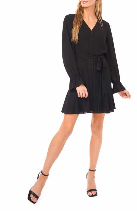 CeCe Long Sleeve Georgette Dress