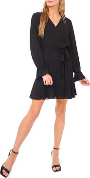 CeCe Long Sleeve Georgette Dress
