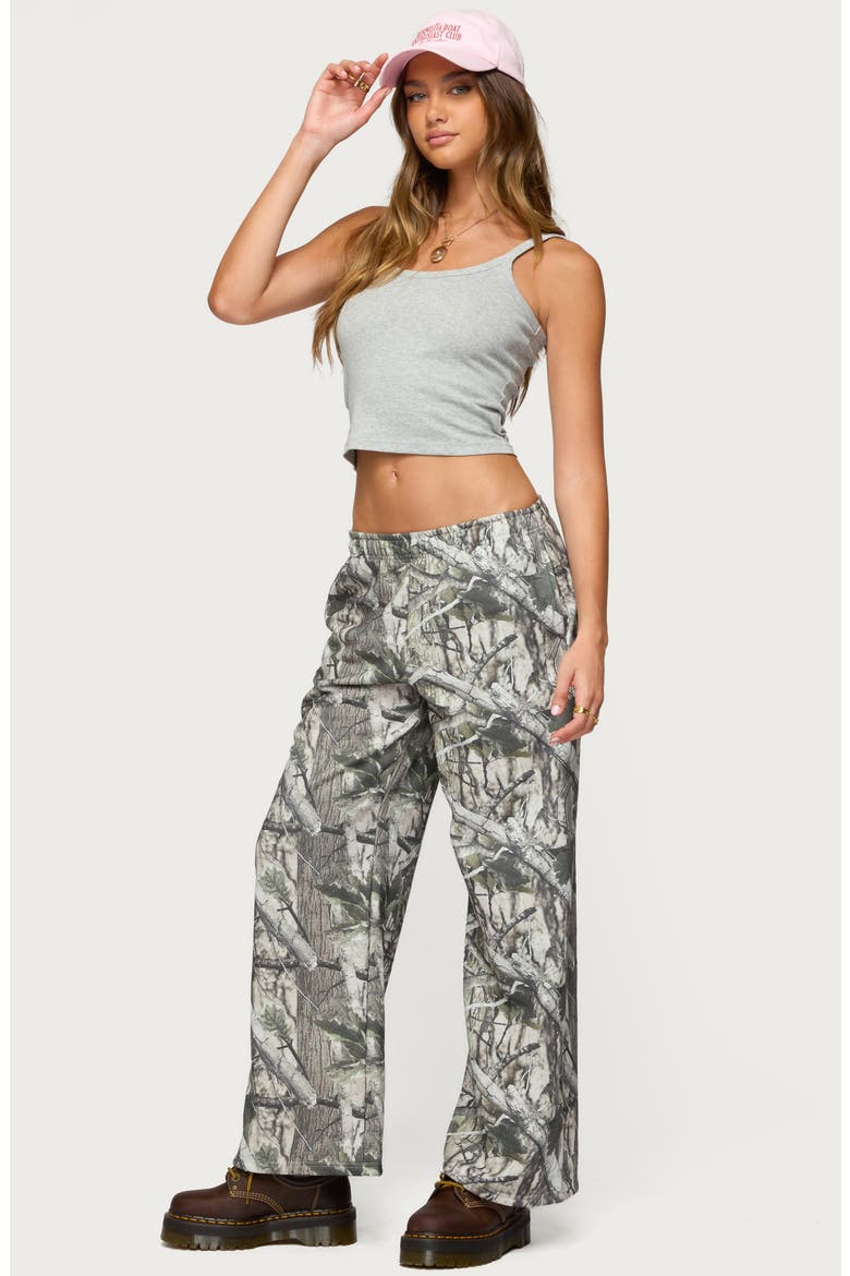 Camo Low Rise Straight Leg Sweatpants, Alternate, color, OLIVE