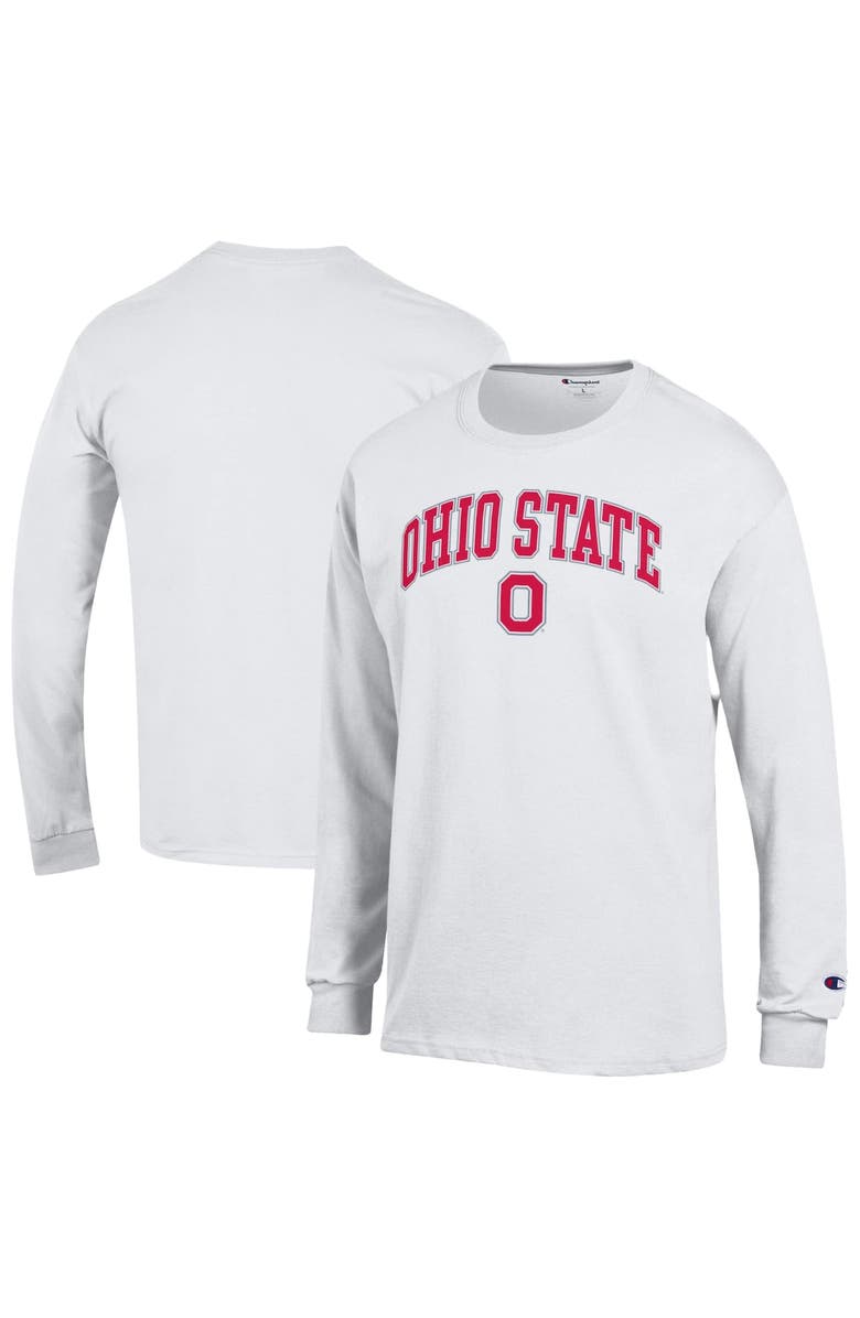 Champion Men's Champion White Ohio State Buckeyes Arch Over Logo Long Sleeve T-Shirt, Alternate, color, White