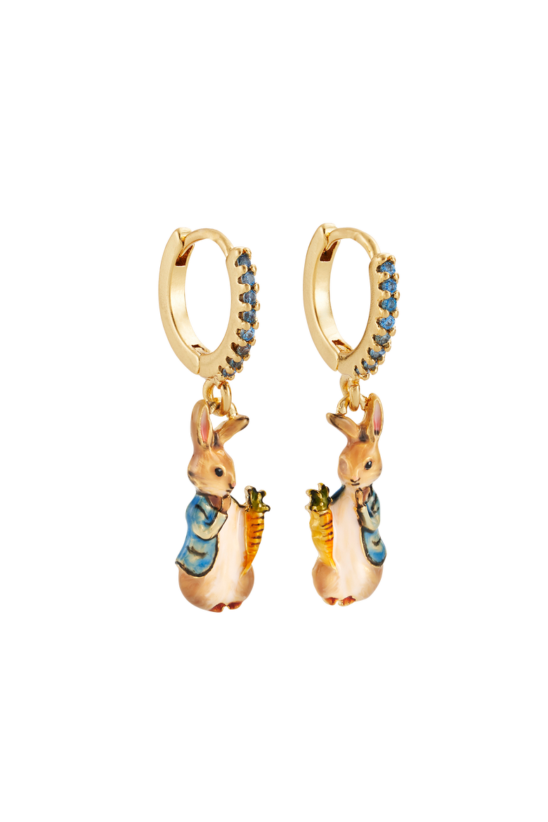 x Peter Rabbit Carrot Charm Huggie Earrings, Alternate, color, Gold