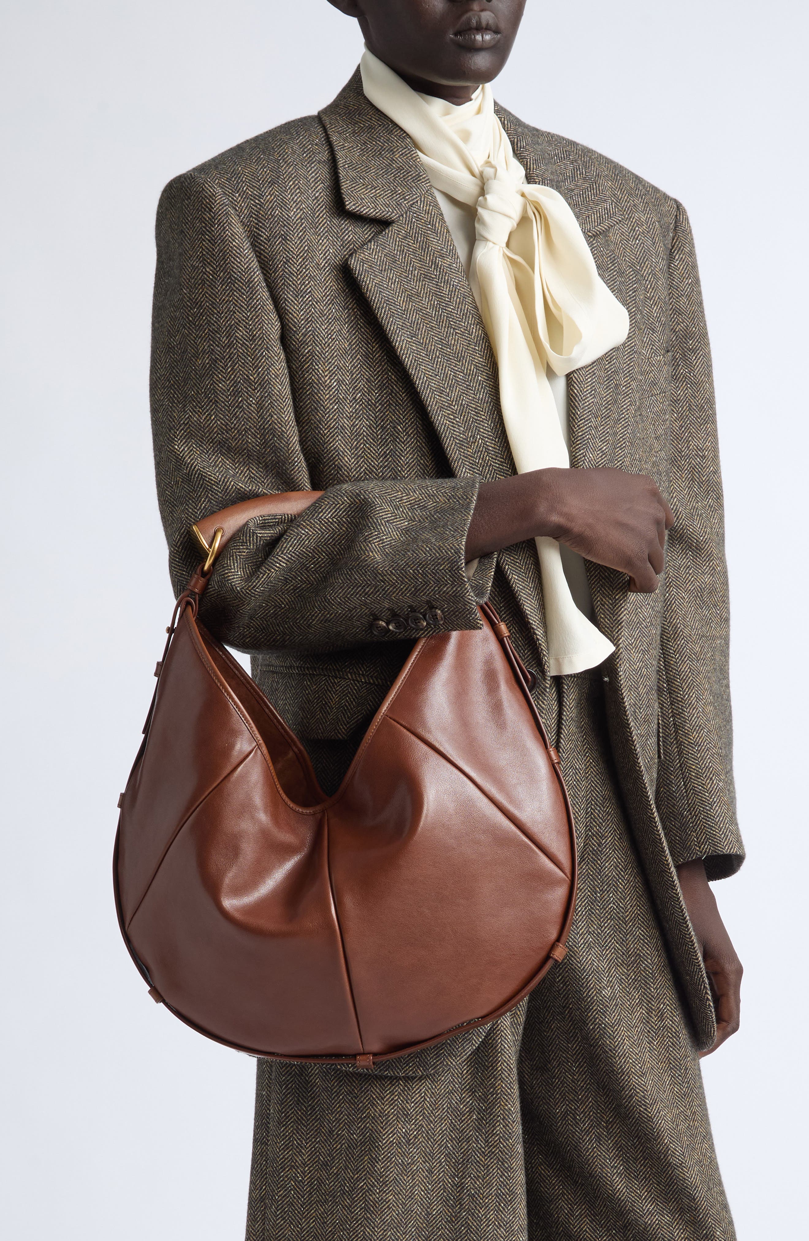Medium Mombasa Leather Hobo Bag, Alternate, color, BURNT BREAD