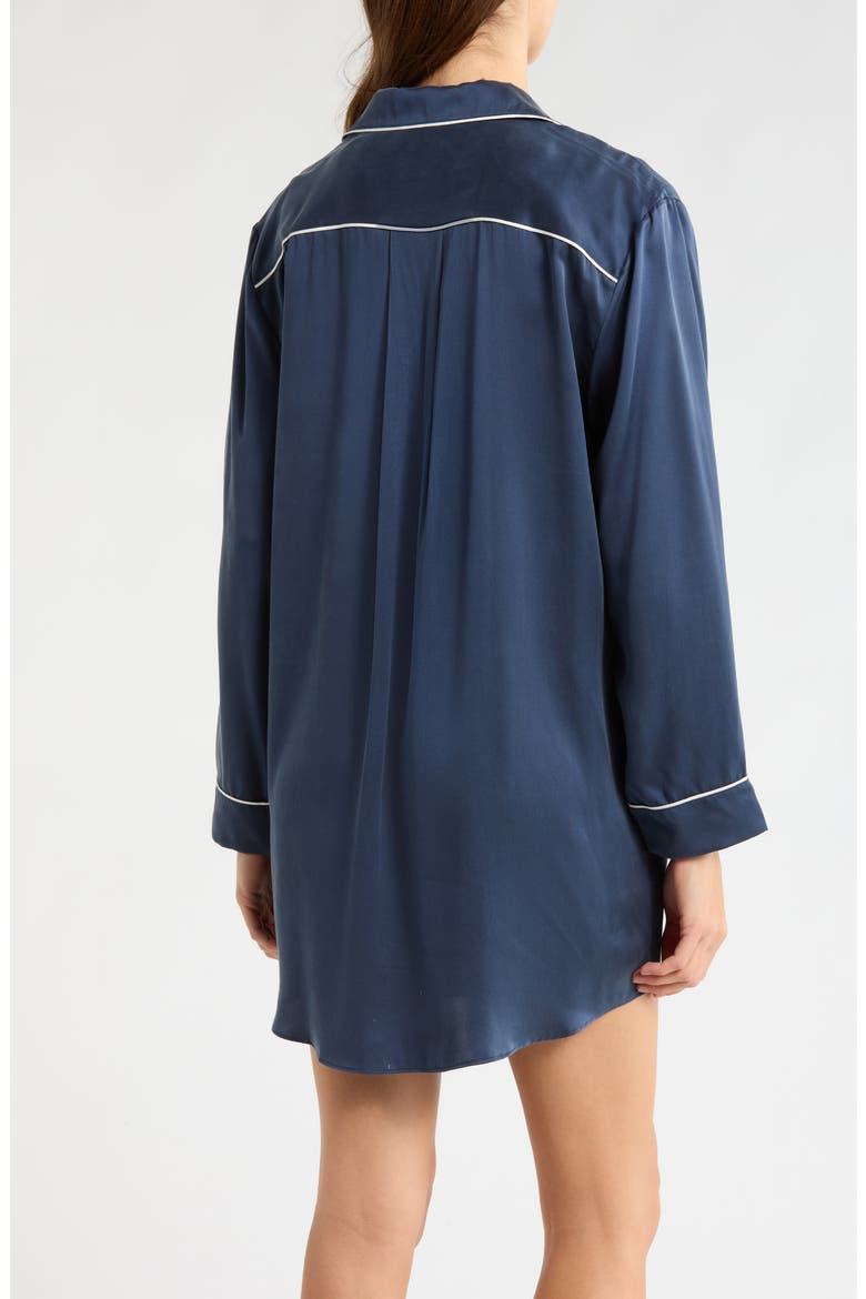 Washable Silk Sleepshirt, Alternate, color, DEEP BLUE/TRANQUIL WHITE