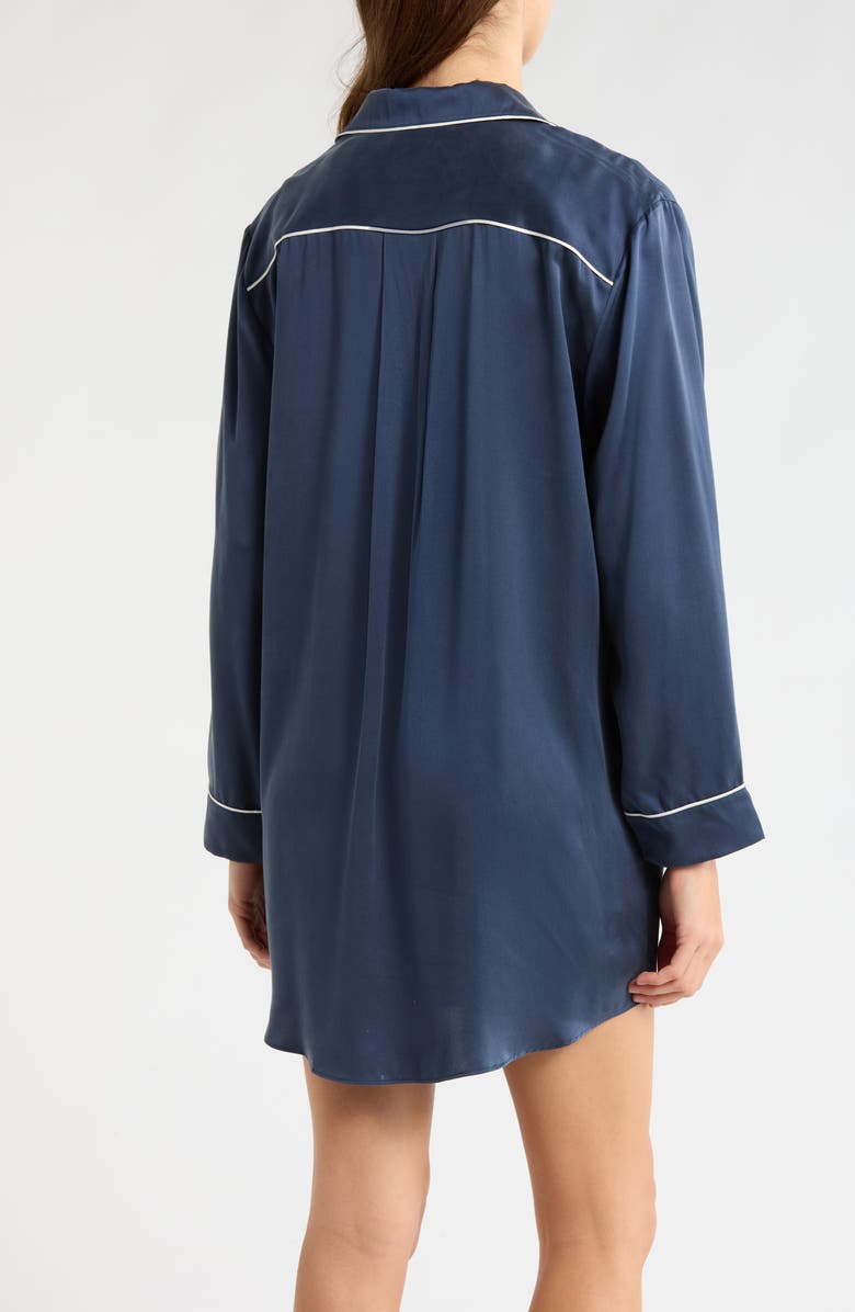 Lunya Washable Silk Sleepshirt, Alternate, color, Deep Blue/ Tranquil White