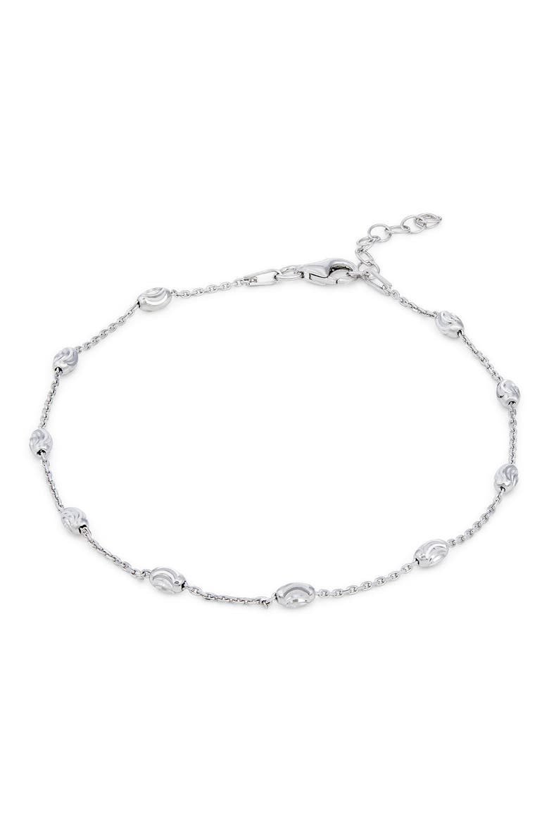 Italian Two Tone Bead Anklet, Main, color, WHITE