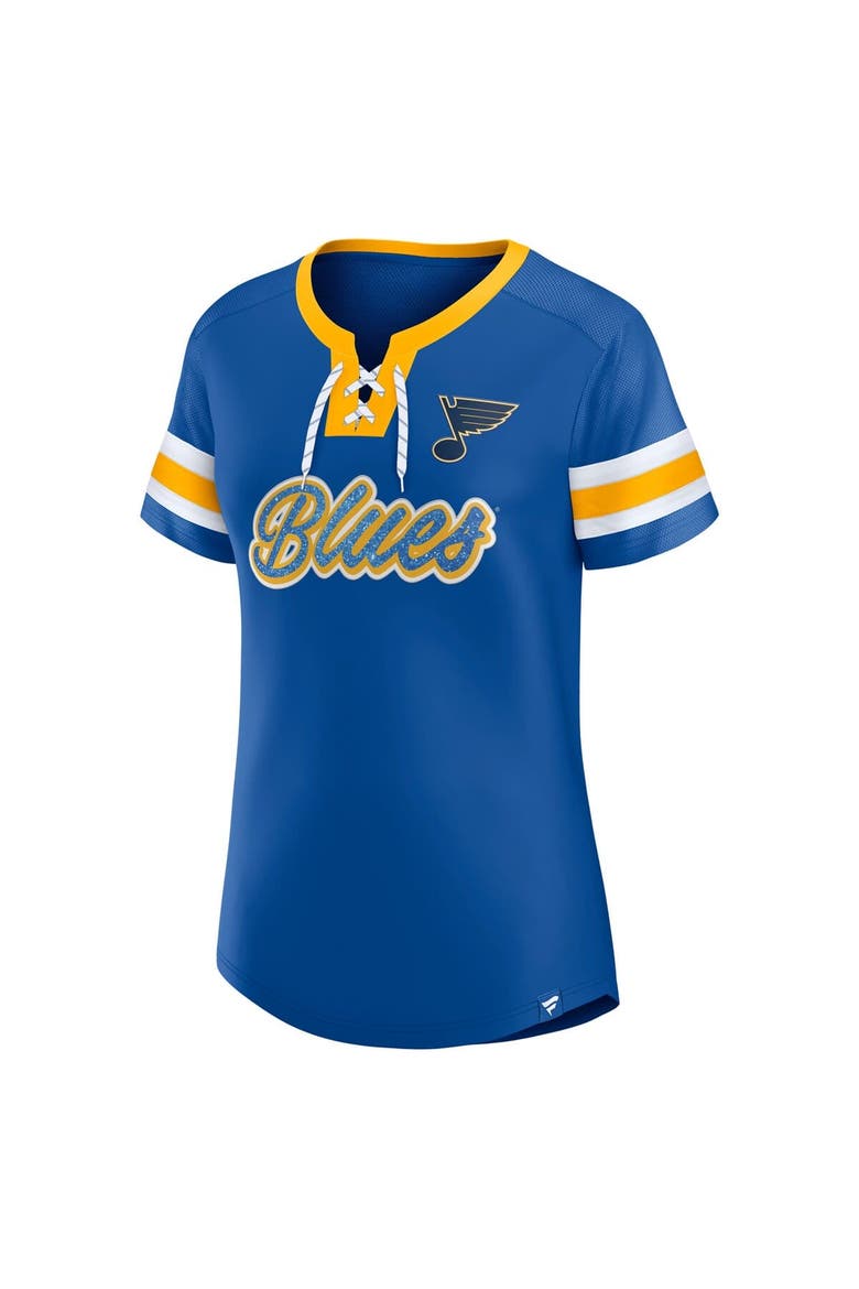 Women's Fanatics Blue St. Louis Blues Iconic Athena Lace-Up T-Shirt, Alternate, color, Blue