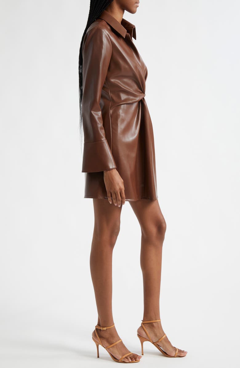 Cinq à Sept McKenna Long Sleeve Faux Leather Dress, Alternate, color, Espresso