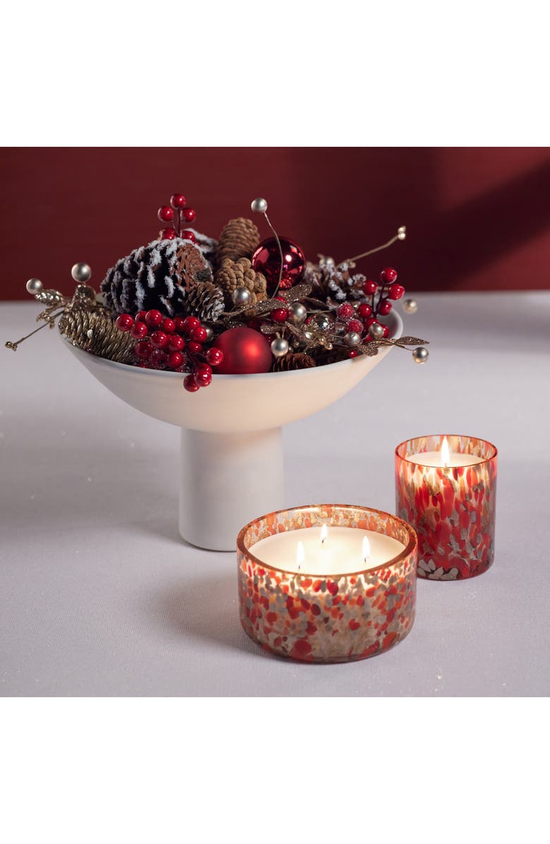 Zodax Pepperberry Clove Spangled Three-Wick Jar Candle, Alternate, color, Red/ Gold