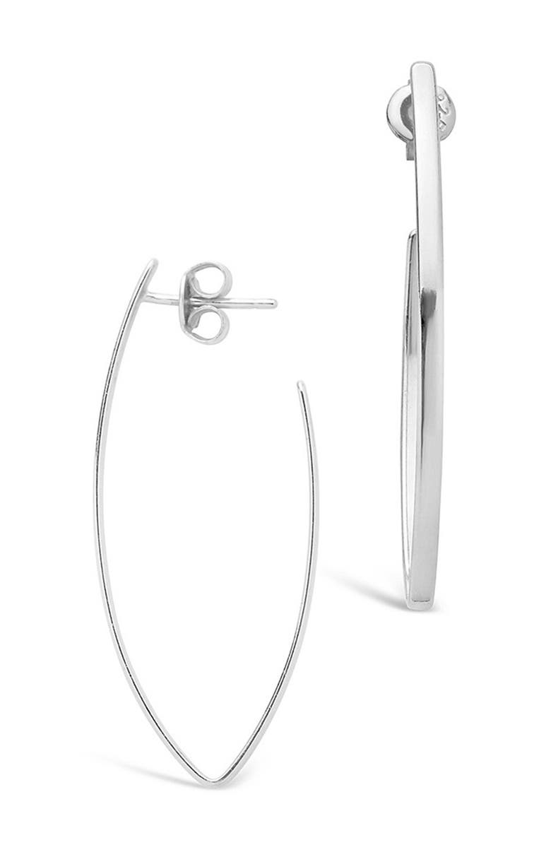 Sterling Forever Rhodium Plated V Hoop Earrings, Main, color, 