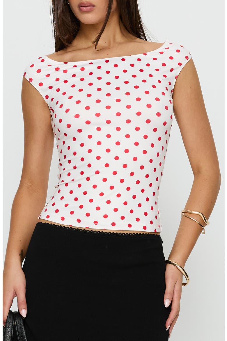 Cheirosa Boat Neck Top, Main, color, WHITE / RED