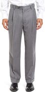 Berle Lightweight Flannel Pleated Classic Fit Dress Trousers