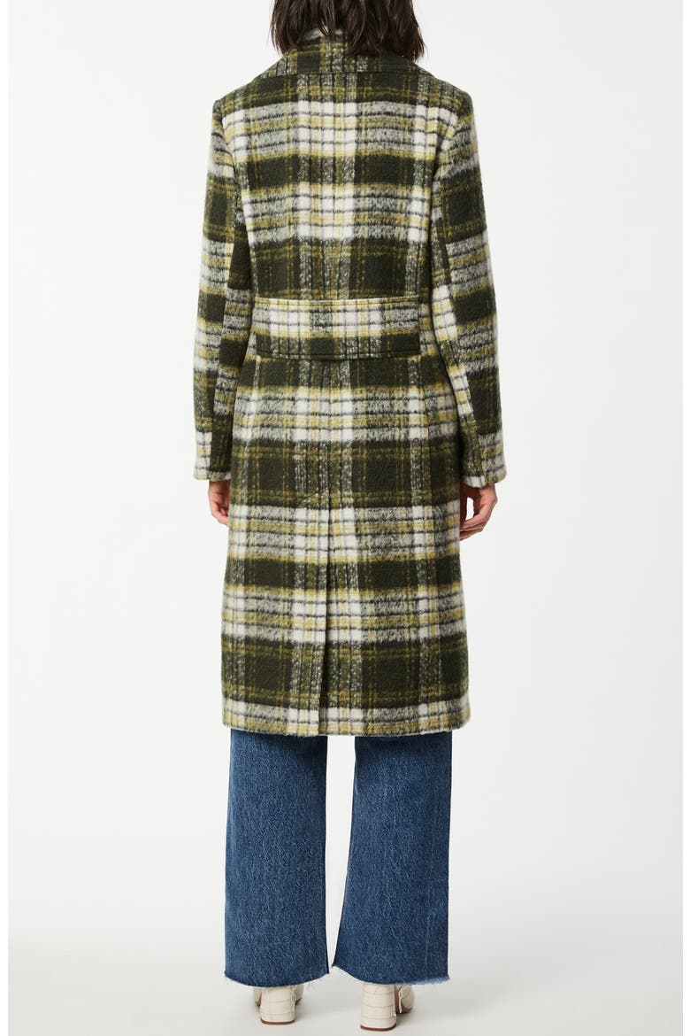 Plaid Double Breasted Wool Blend Coat, Alternate, color, GREEN PLAID