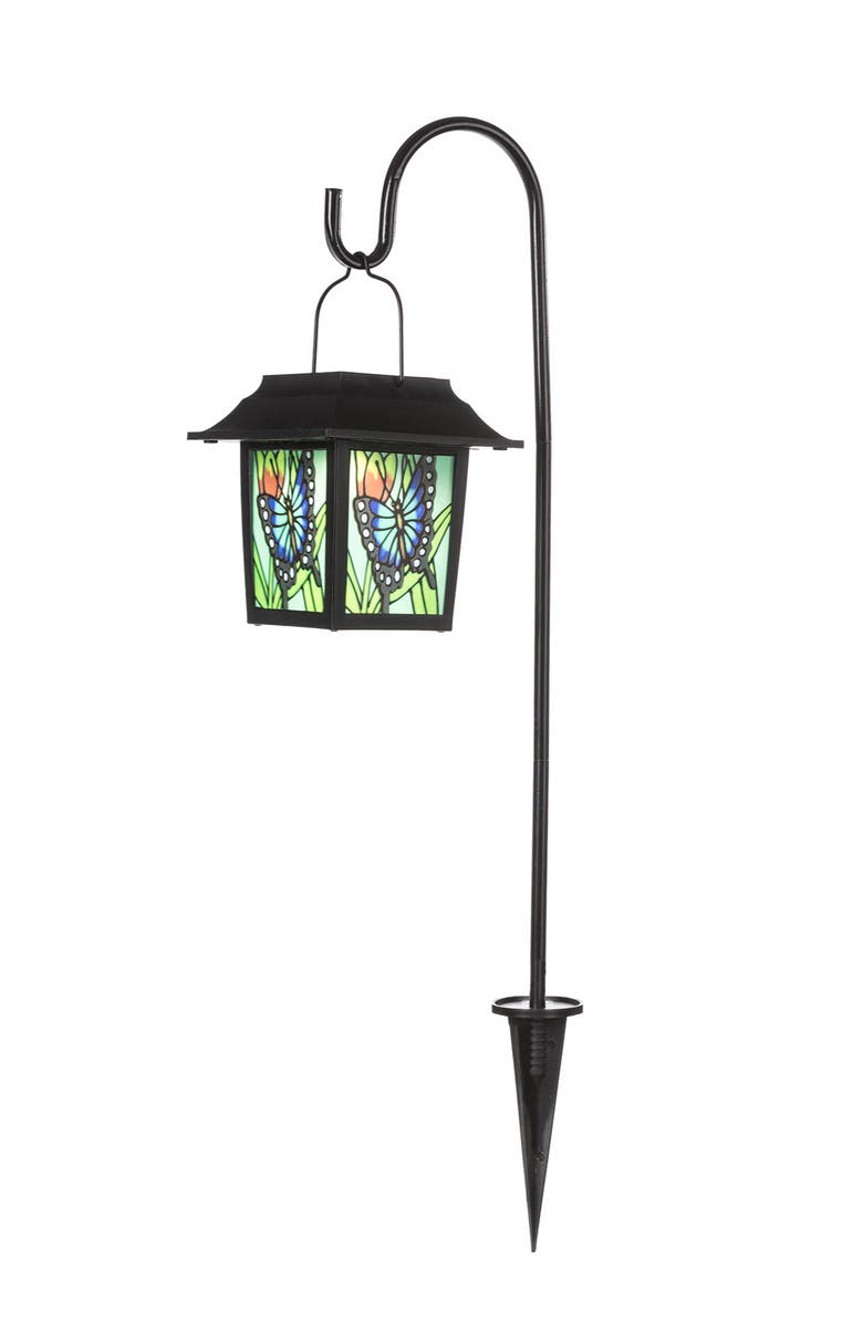 Glitzhome Solar Powered Butterfly Garden Lamp or Pathway Light with Ground Stake, Main, color, Black