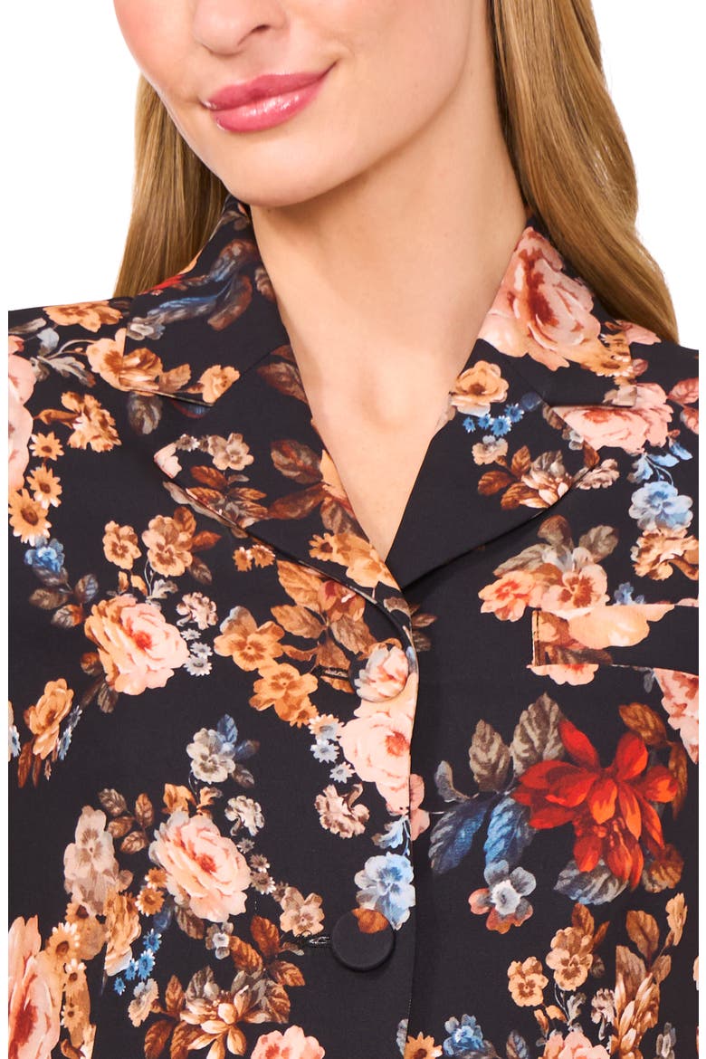 Tailored Floral Short Sleeve Shirtdress, Alternate, color, RICH BLACK