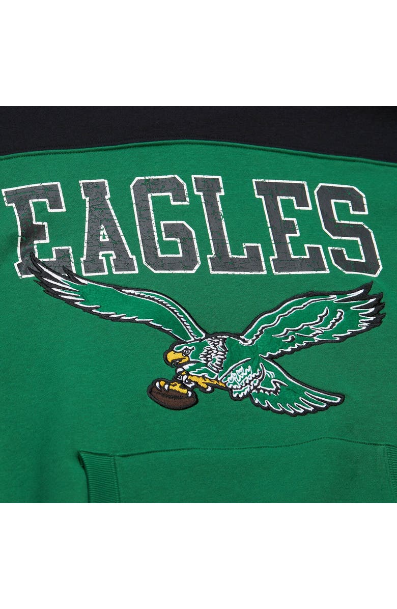Mitchell & Ness Men's Mitchell & Ness Kelly Green Philadelphia Eagles  Off Field Vintage Logo Short Sleeve Pullover Hoodie, Alternate, color, 