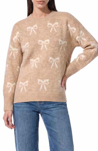 Bow Jacquard Crewneck Sweater