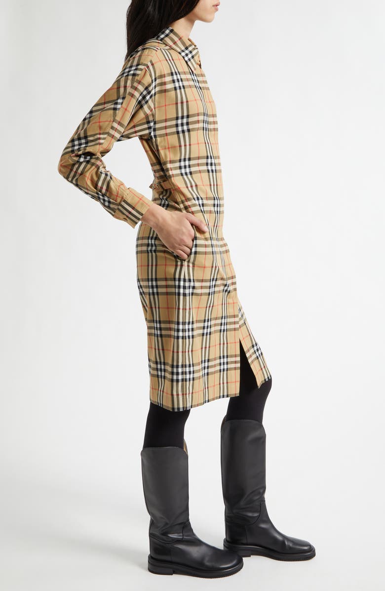 Burberry June Check Cotton Poplin Shirtdress, Alternate, color, Sand Ip Check