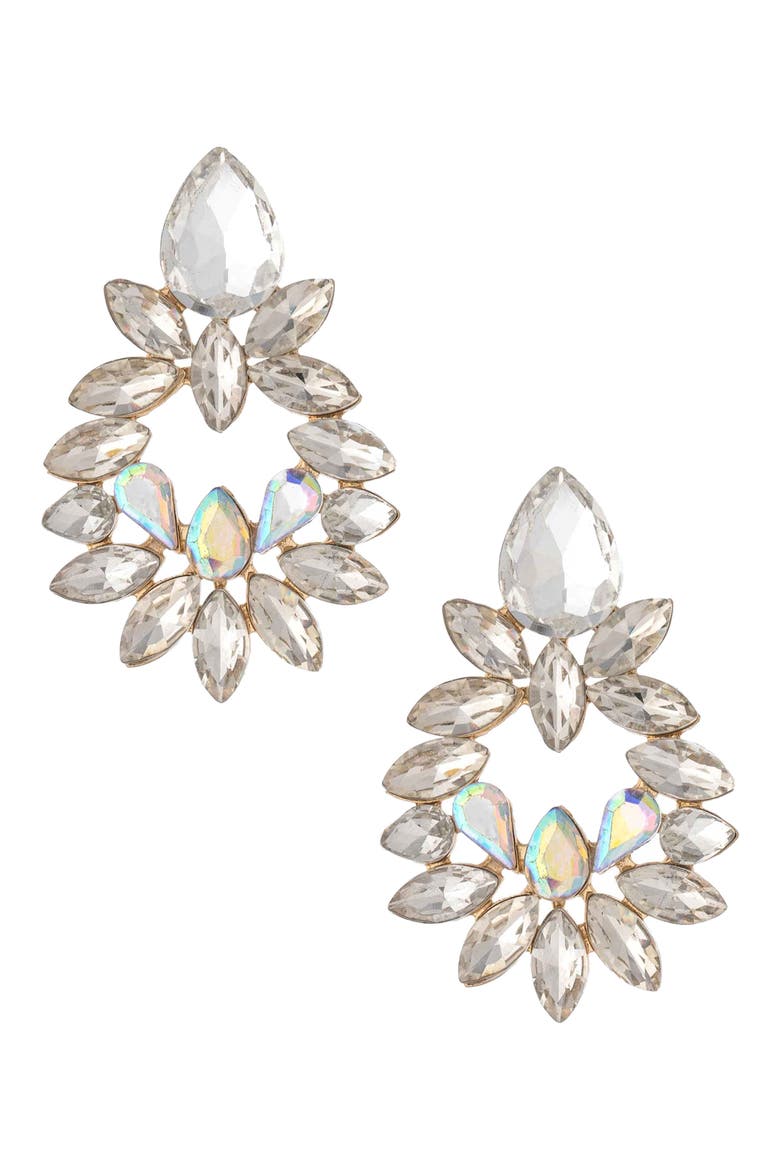 Floral Crest Drop Earrings, Main, color, GOLD