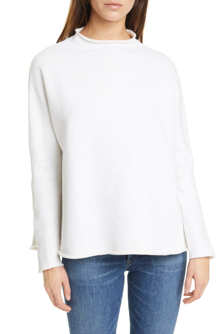 Funnel Neck Sweatshirt, Main, color, WHITE GRYM SQUIGGLE STRIPE