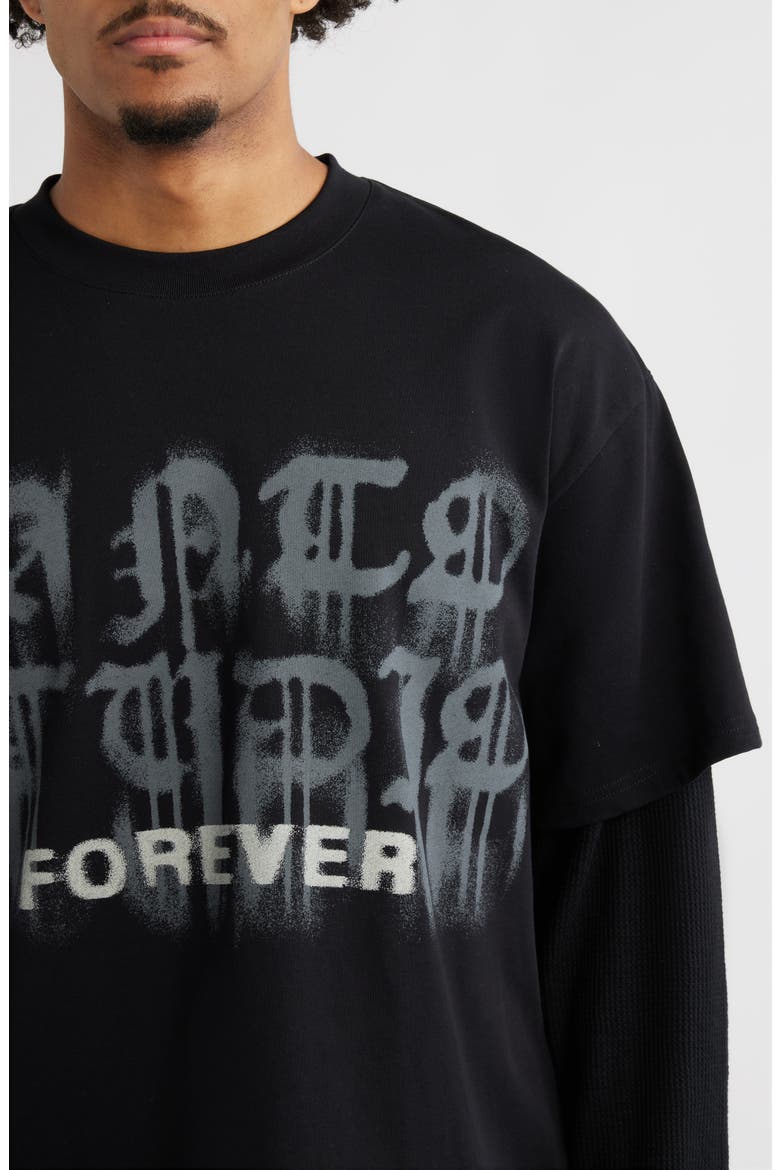 Forever Graphic Layered T-Shirt, Alternate, color, BLACK