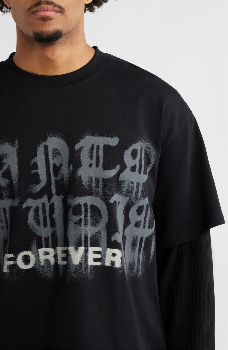 SANTO STUDIO Forever Graphic Layered T-Shirt, Alternate, color, Black