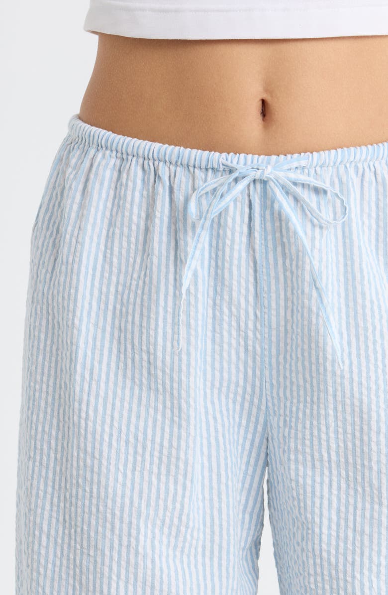Open Edit Seersucker Sleep Pants, Alternate, color, White- Blue Hickory Stripe