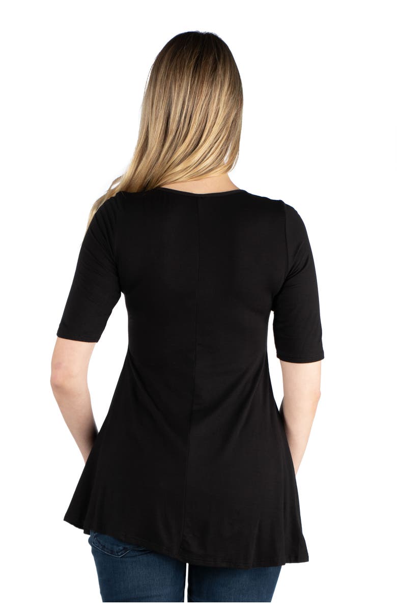 24seven Comfort Apparel Maternity Elbow Swing Tunic Top, Alternate, color, Black